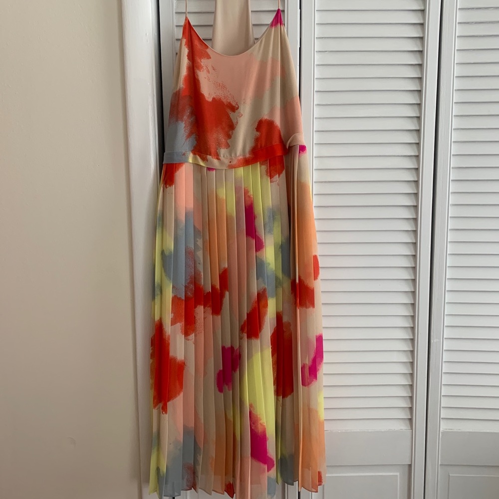 Color, fun and flowy below the knee dress